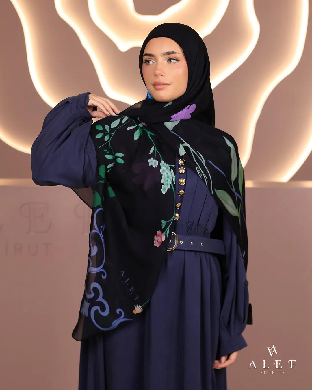 Artisana, Pure silk écharpe, Navy