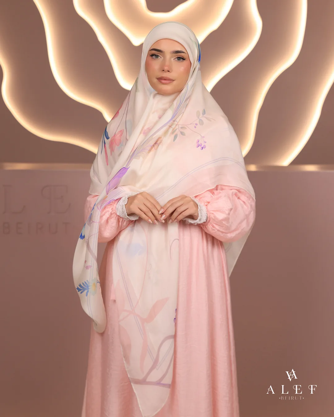 Artisana, Pure silk écharpe, Blue & pink