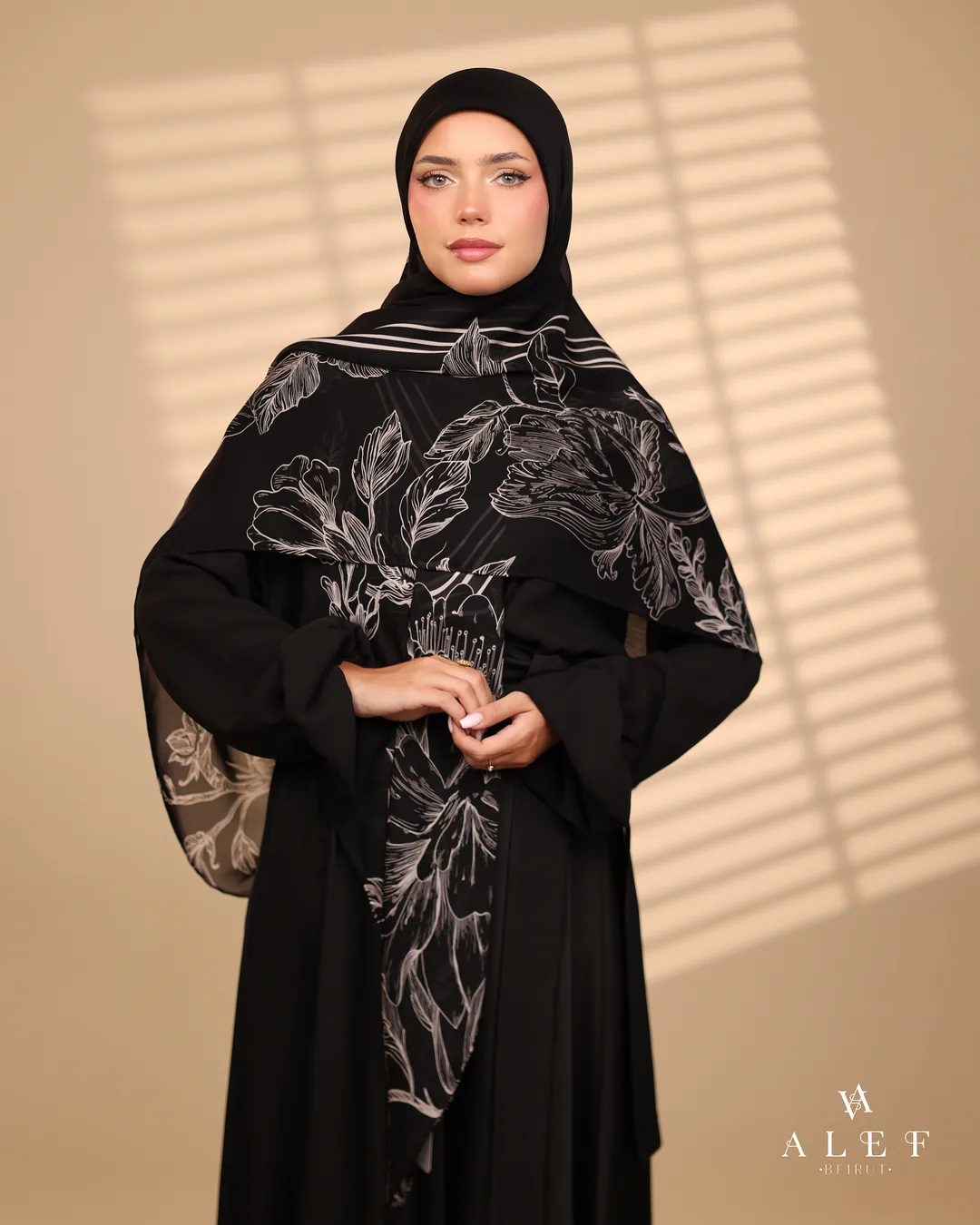 Azure, Pure silk écharpe, White on black