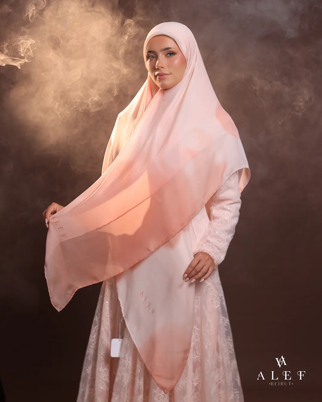 Diamond, Pure silk écharpe, Peach