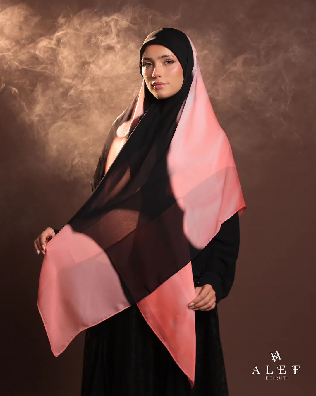 Diamond, Pure silk écharpe, Pink on black
