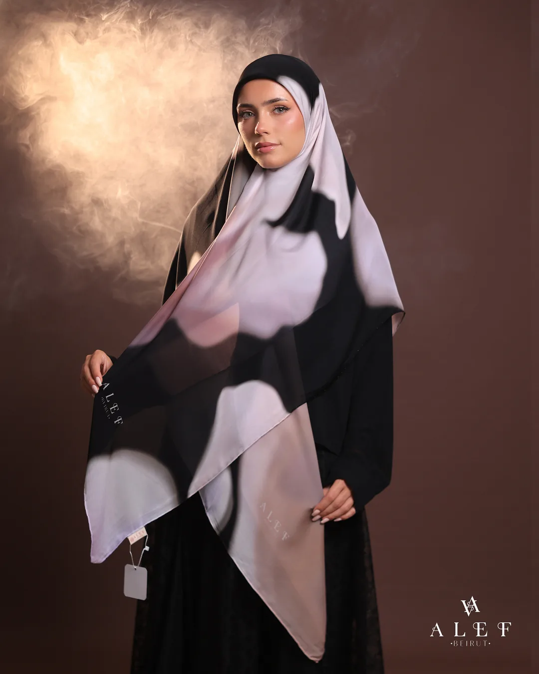 Diamond, Pure silk écharpe, Nude on black