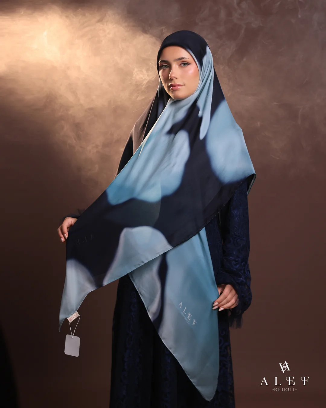 Diamond, Pure silk écharpe, Navy